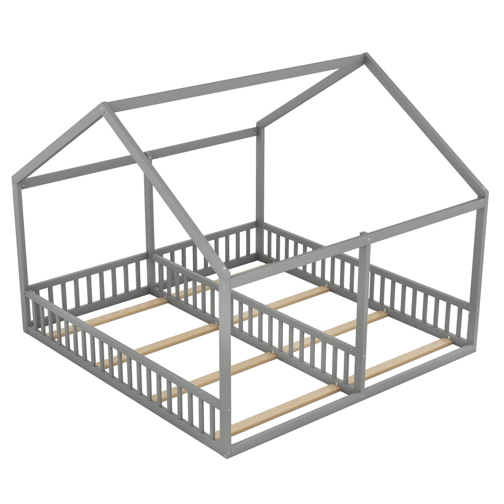 Letto per bambini doppio 2 in 1 90x200 cm grigio