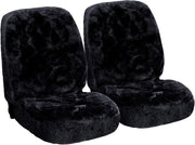 Coprisedili Anteriori per Auto Macchina Universali Seat Cover Protezioni Sedili della Macchina in Pelliccia di Agnello Nero 2 Pezzi