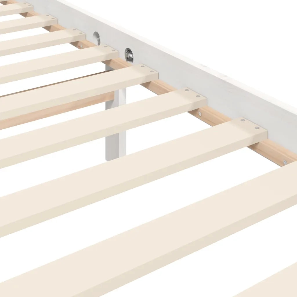 Giroletto con Testiera Bianco 200x200 cm in Legno Massello 3195177