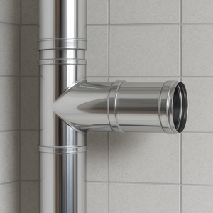 Raccordo t 90° mono parete acciaio inox sp. 0,5 mm collegamento canna fumaria *** misura Ø 150 mm, confezione 1