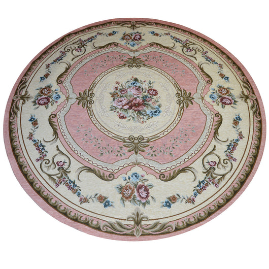 Tappeto AUBUSSON ROSA in ciniglia multiuso lavabile antiscivolo cm.200 ? Rotondo