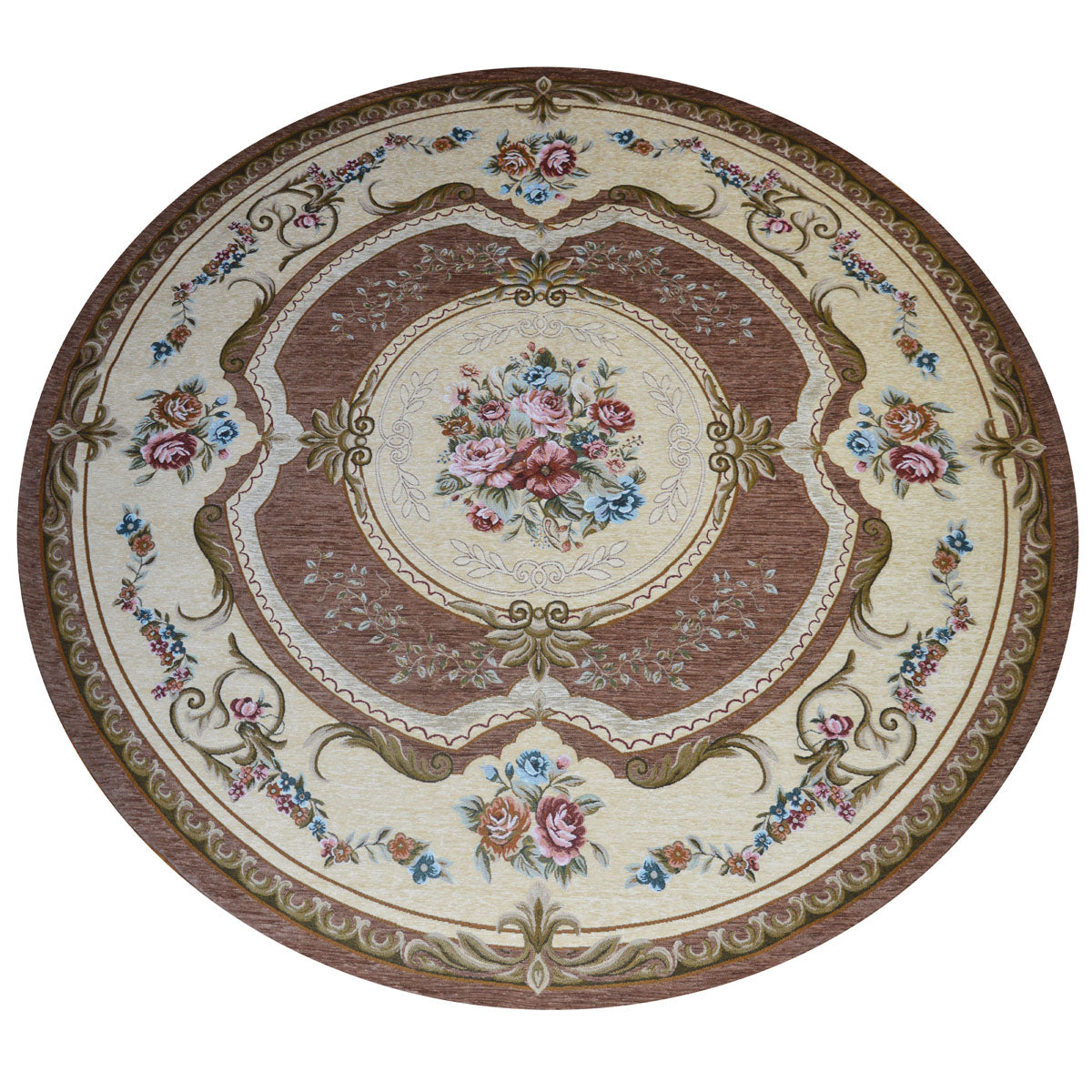 Tappeto AUBUSSON MARRONE in ciniglia multiuso lavabile antiscivolo cm.200 ? Rotondo