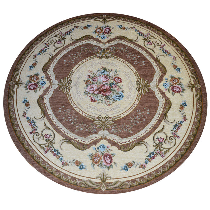 Tappeto AUBUSSON MARRONE in ciniglia multiuso lavabile antiscivolo cm.200 ? Rotondo
