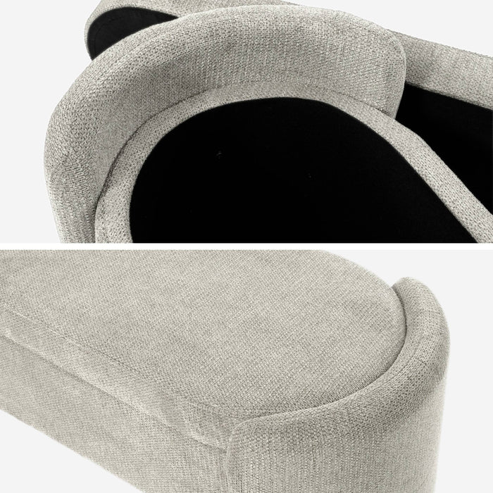 Panca contenitore, fondo letto contemporaneo in tessuto, grigio chiaro