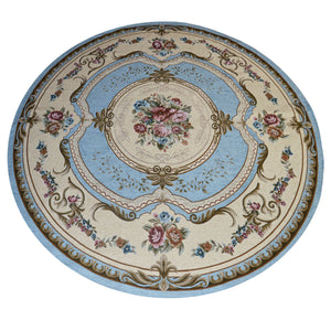Tappeto AUBUSSON AZZURRO in ciniglia multiuso lavabile antiscivolo cm.200 ? Rotondo