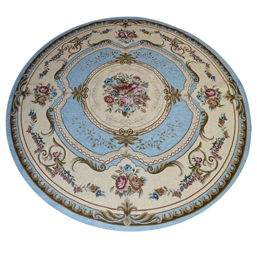 Tappeto AUBUSSON AZZURRO in ciniglia multiuso lavabile antiscivolo cm.200 ? Rotondo