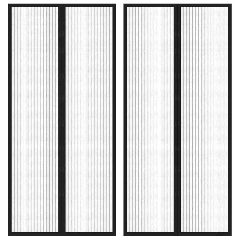 Tende Antimosche per Porta 2 pz con Magneti Nero 210x90cm  cod mxl 72930