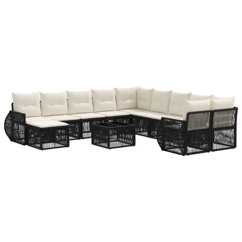 Set Divano da Giardino 12 pcs Nero polyrattan