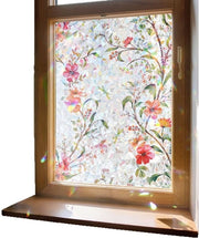 Foglia decorativa per finestre con disegno di fiori, base a forma di mezzaluna, effetto arcobaleno - foglia decorativa statica senza colla e residui - 45x200cm
