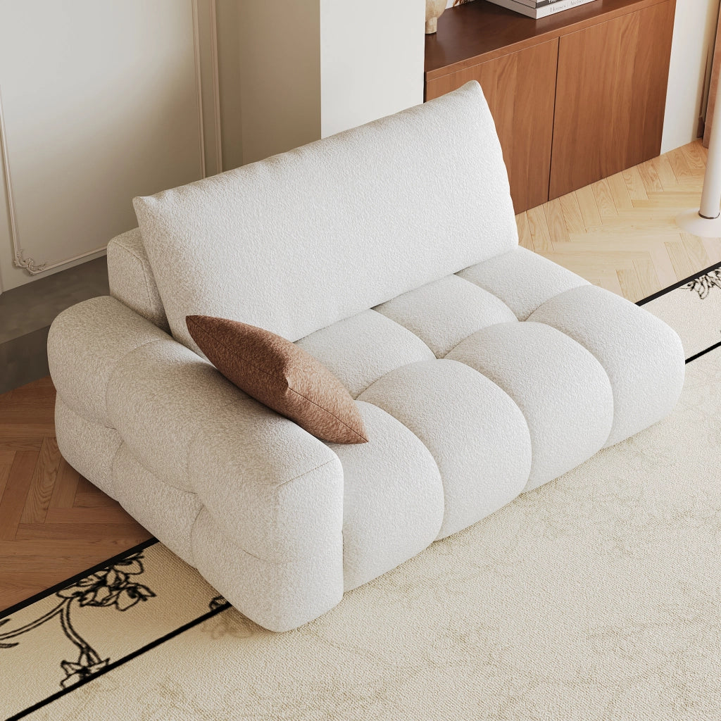 DIVANO 2 POSTI MODULARE 107 cm TESSUTO BIANCO CREMA