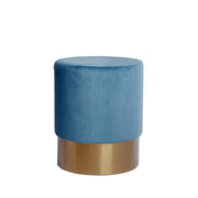 Pouf Rotondo Aspen in Velluto Petrolio e Base Dorata