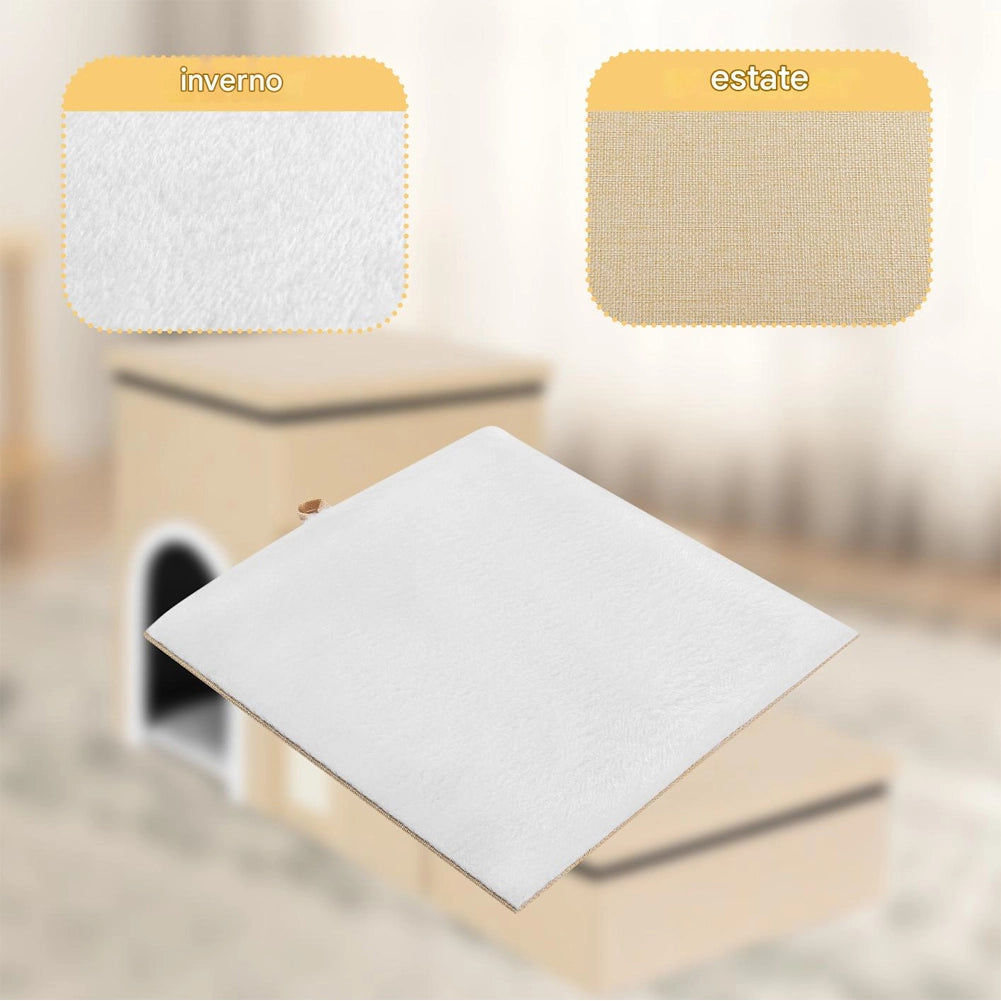 Scala per Animali 3in1 Multifunzione Scaletta Beige Pieghevole Vano Contenitore