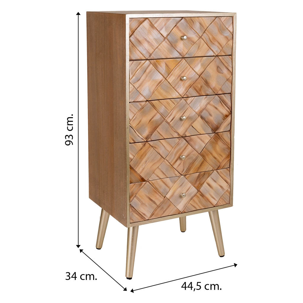 Cassettiera in legno marrone 44,5x34x93h
