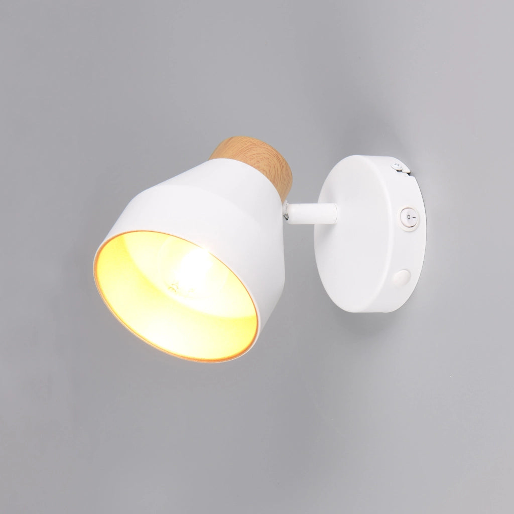 SPOT E14 VALENTIN H14CM BIANCO/LEGNO/ORO