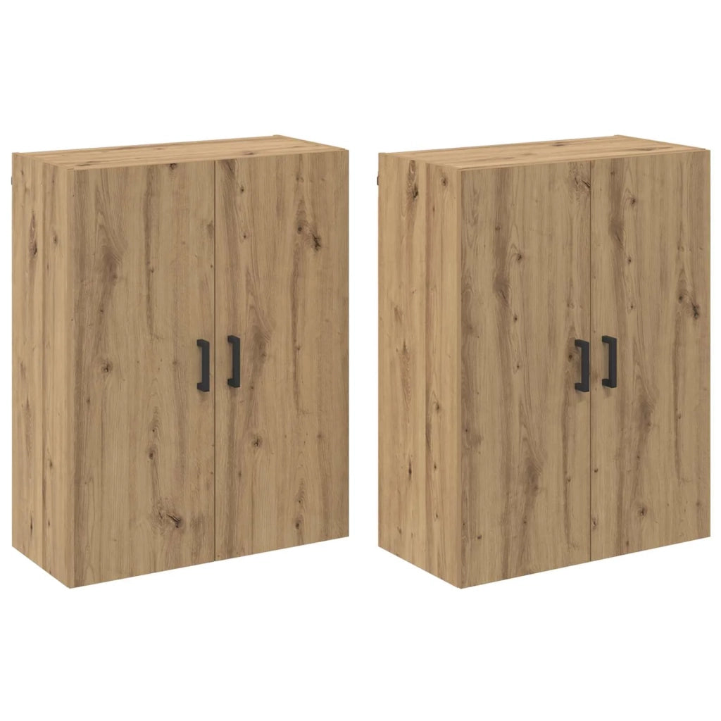 Set di 2 moderni mobili contenitori da parete ottimizzati 69,5 x 34 x 90 cm finitura rovere ingegnerizzato realizzati a mano 02_0056035