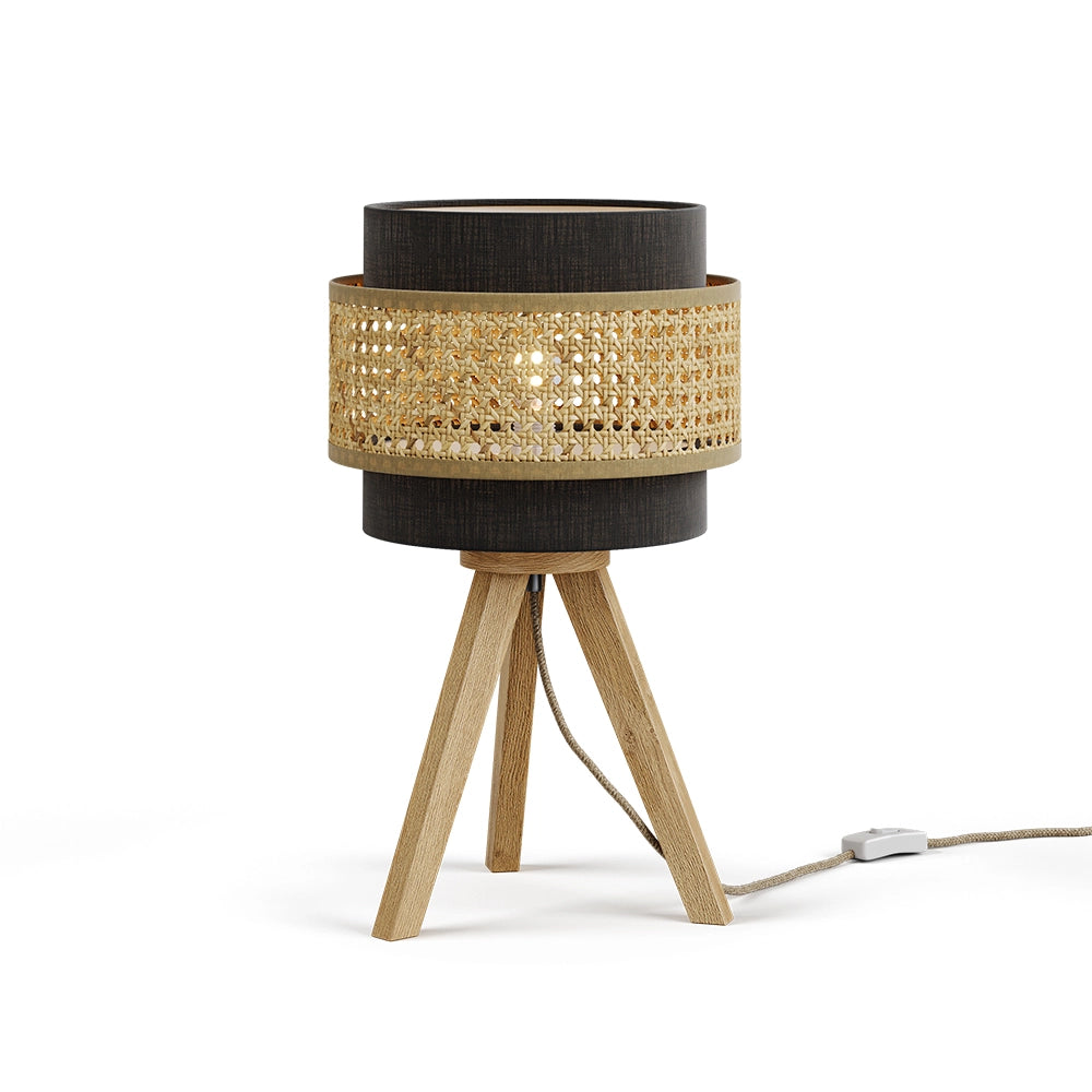 Vicco Lampada da tavolo Rattan/nero 26 x 45 cm con supporto