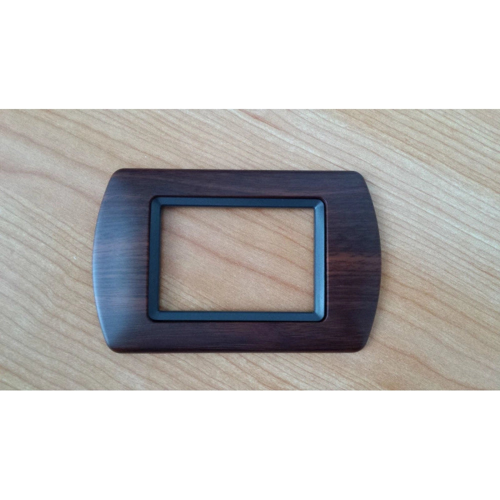 Trade Shop - Placchette Placche In Abs Compatibili Per Master Modo Colorra Placca Copriprese - Legno Scuro -3 Fori     -