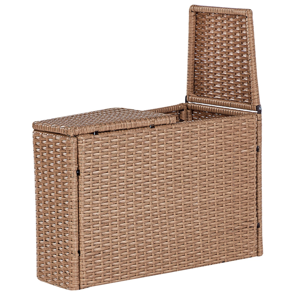 Set divano ad angolo da giardino beige sabbia finto rattan a forma di U 9 posti cuscini bianchi curvi con tavolo set di conversazione