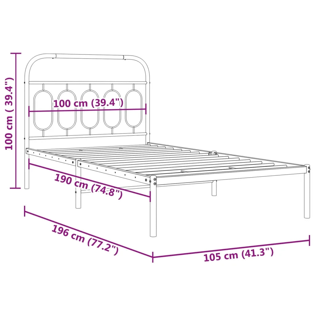 Giroletto con Testiera-Struttura Letto con testiera Metallo Bianco 100x190 cm 153515