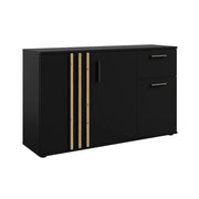 Cassettiera VARIA - 3 porte e 1 cassetto - Design moderno colore nero e rovere Artigiano