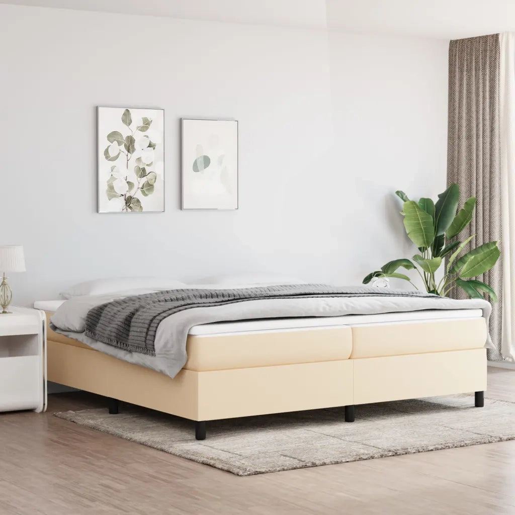 Struttura Letto a Rete a Molle Crema 200x200 cm in Tessuto 3120891