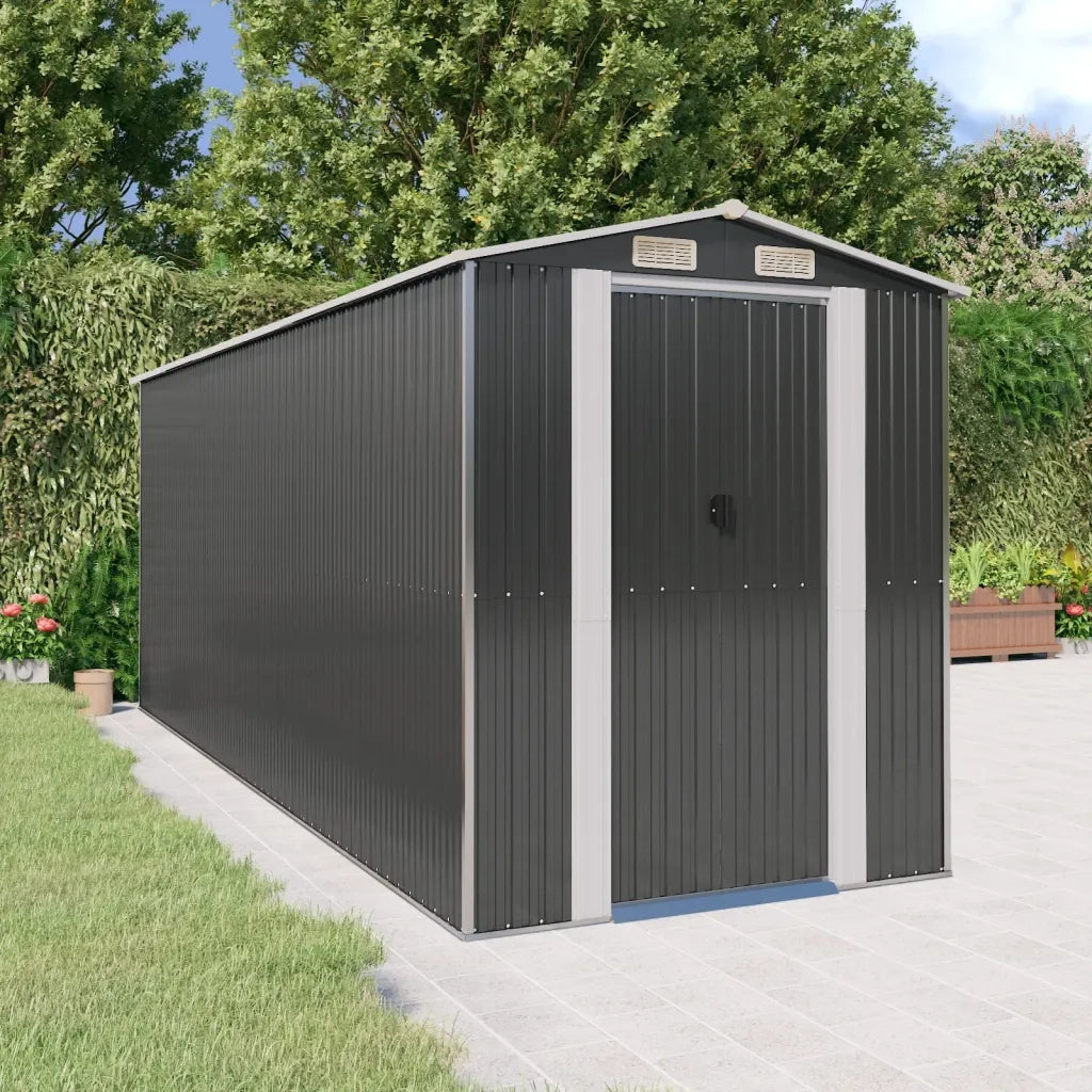 Capanno da Giardino Antracite 192x523x223 cm in Acciaio Zincato 3147453