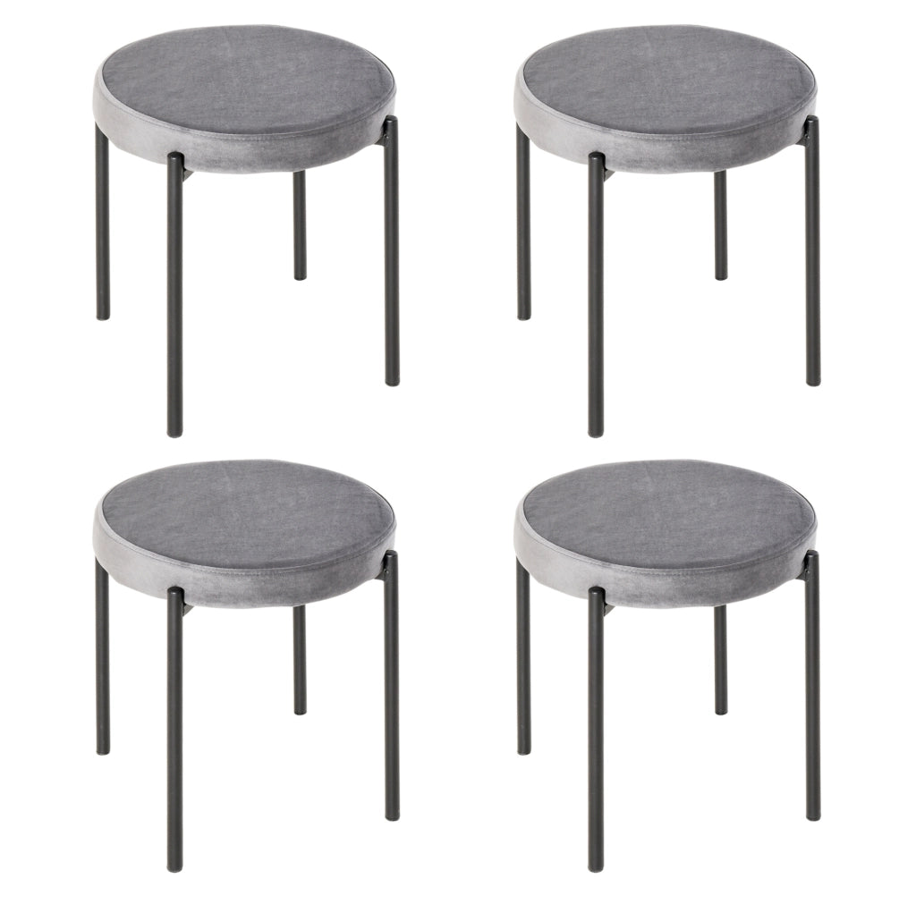 Set di 4 sgabelli impilabili in velluto grigio scuro