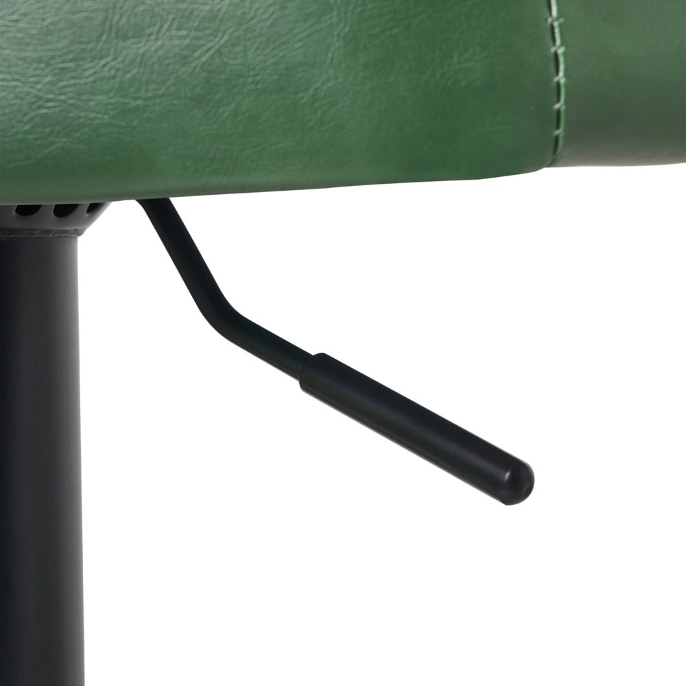 Set di 2 sgabelli rivestiti in ecopelle verde scuro stile retrò
