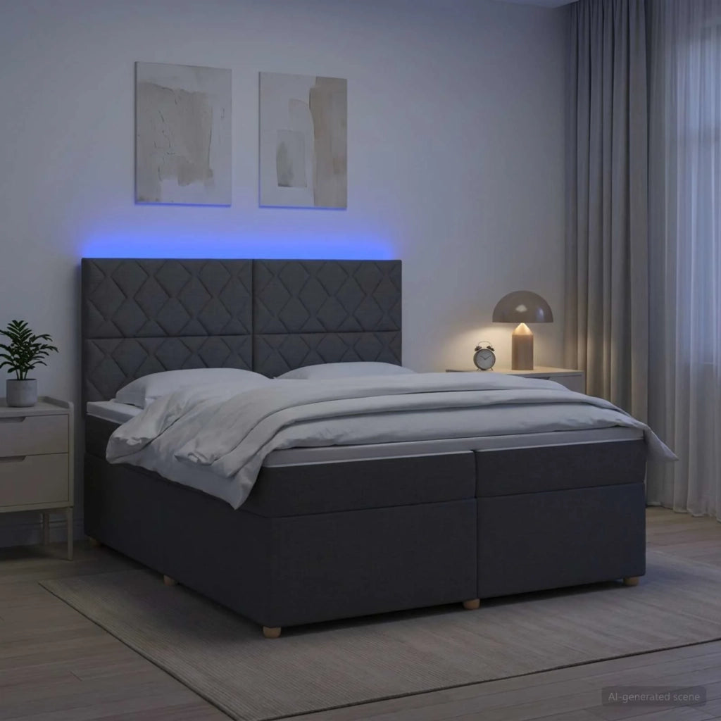 Letto box spring con materasso Grigio Scuro 200 x 200 cm 3455435