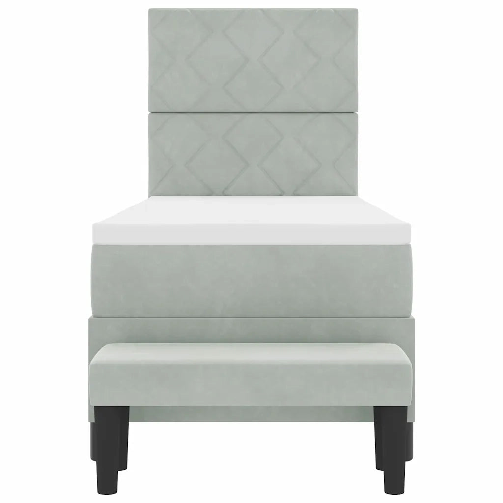 Letto a molle con materasso Grigio chiaro 80 x 200 cm Velluto 3344540