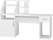 Scrivania Edwin, Bianco, 166 x 50.5 cm, con ripiano aperto e vano per unità di sistema