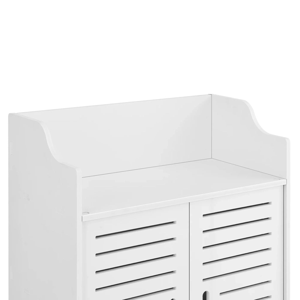 Mobile da bagno di design con ripiani mobile contenitore con 2 ante in legno composito 62 cm bianco 03_0005832