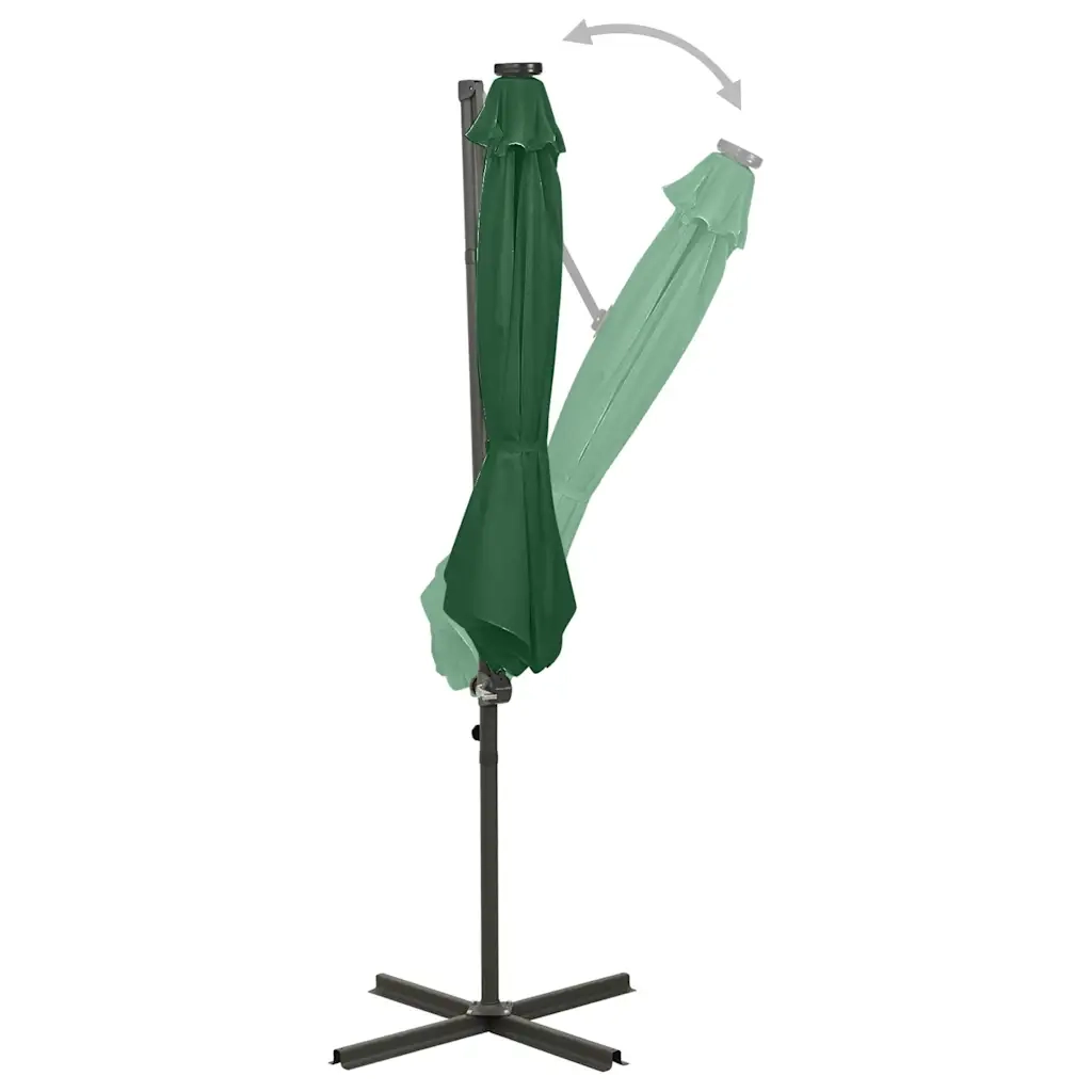Ombrello | Parasolne a Sbalzo con Palo e Luci a LED Verde 300 cm