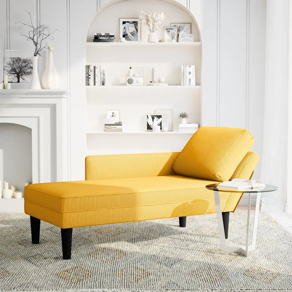 Sdraio con Cuscino Destro in Velluto a Coste Giallo Chiaro CFW2308617