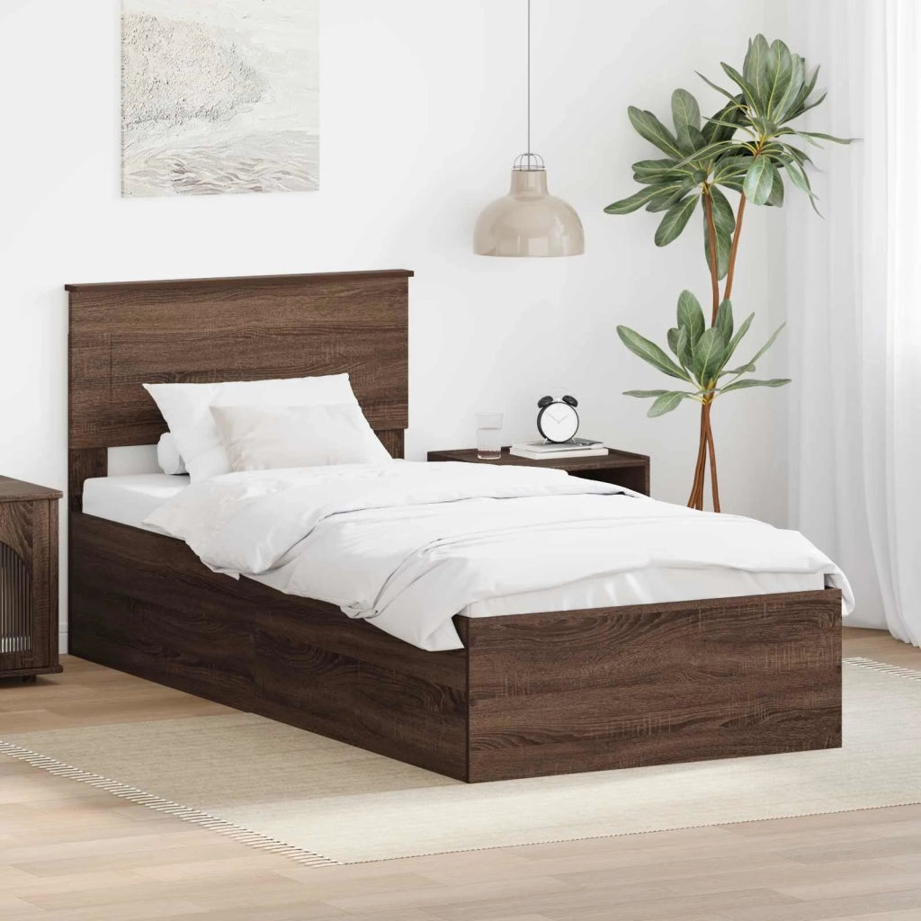 Struttura del letto con testiera Rovere Marrone 75 x 190 cm
