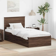 Struttura del letto con testiera Rovere Marrone 75 x 190 cm