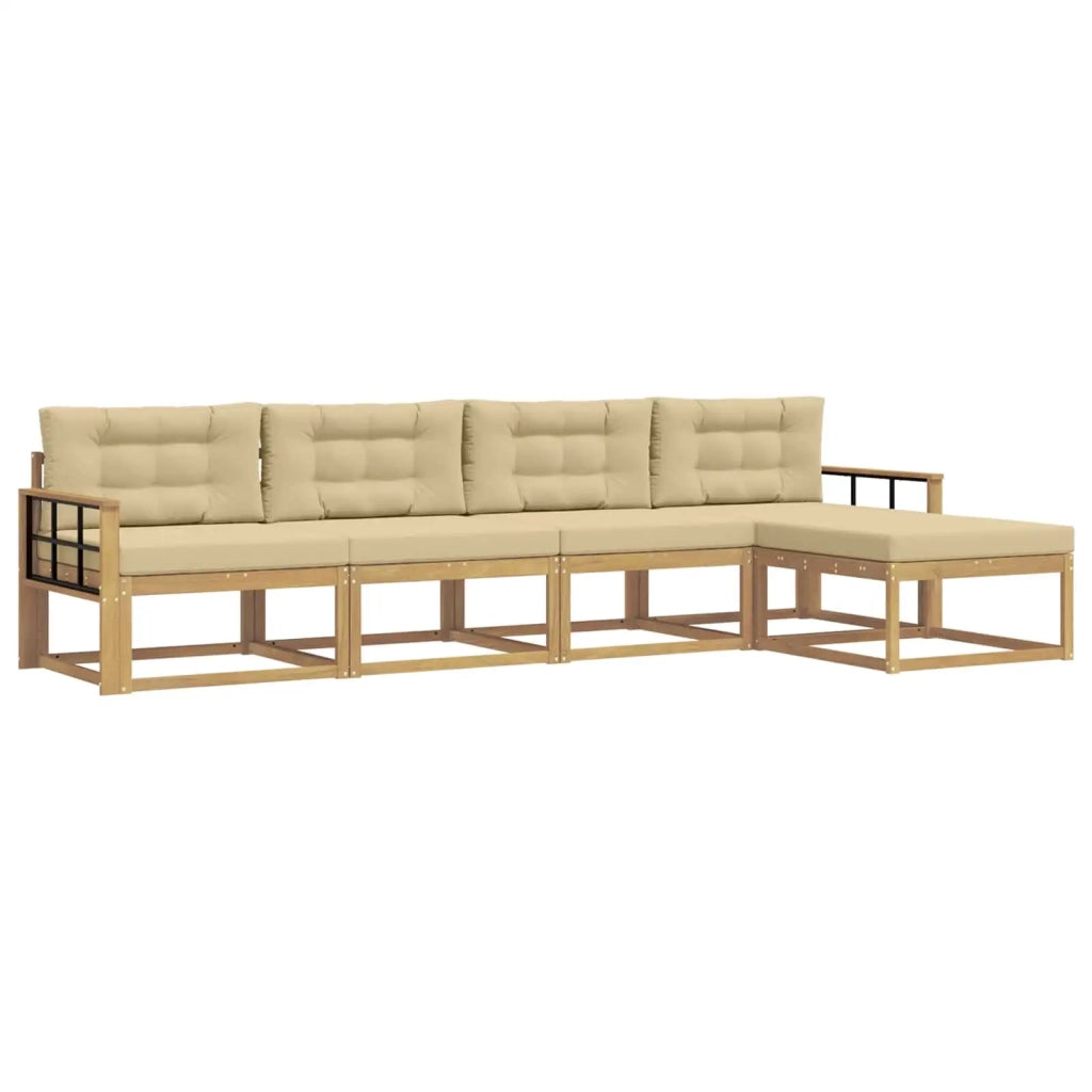 Set di divani da esterno 4 pz Bianco e Beige Poliestere 3386317