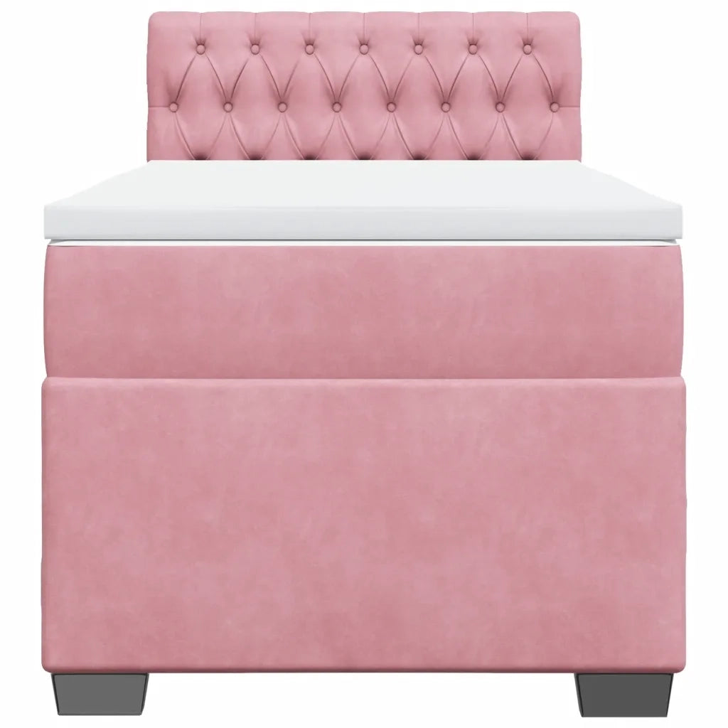 Giroletto a Molle con Materasso Rosa 90x200 cm in Velluto 3286221