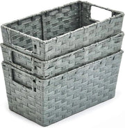 Set di contenitori di tessuto di carta da 3 - grigio - scatole di contenimento per accessori - 30 x 17 x 14 cm