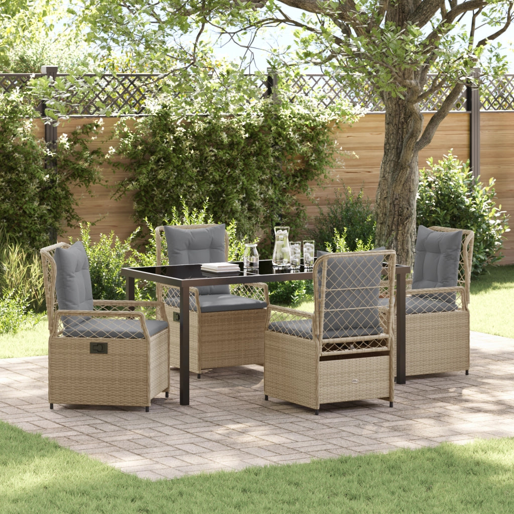 Set da pranzo da giardino 5 pezzi beige in rattan PE