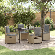 Set da pranzo da giardino 5 pezzi beige in rattan PE