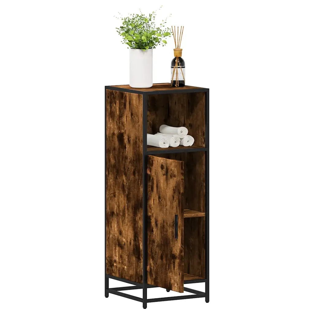 Armadietto Bagno | Armadio da bagno Rovere Fumo 35x37,5x100 cm Legno Multistrato