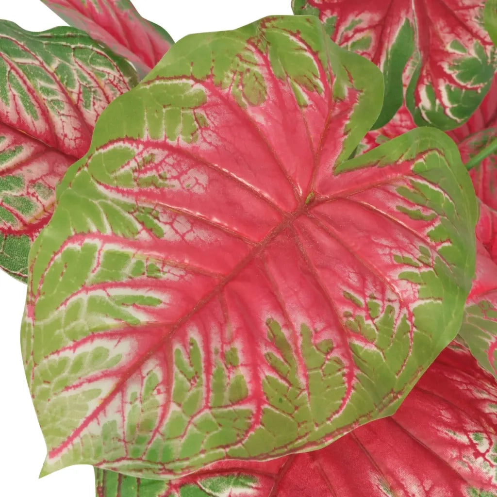 Caladio Pianta Artificiale con Vaso-Piante Decorative 85 cm Verde e Rosso