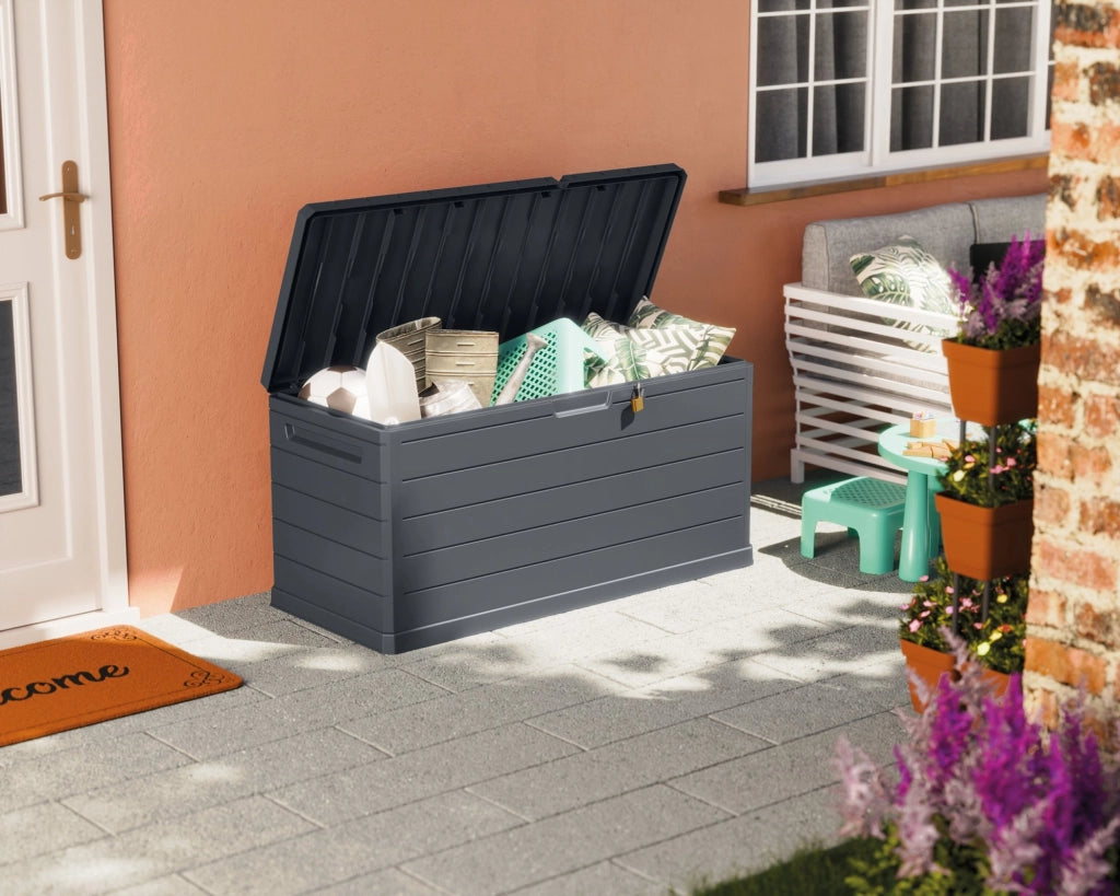 Hamme, Baule Resistente ai Raggi uv Impermeabile Capacità 350 l Made in Italy, 52x118.5x56.8h cm Grigio Antracite