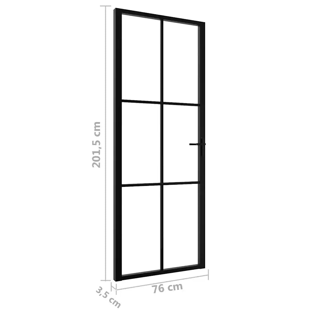 Porta da Interno ESG Vetro e Alluminio 76x201,5 cm Nera 151202
