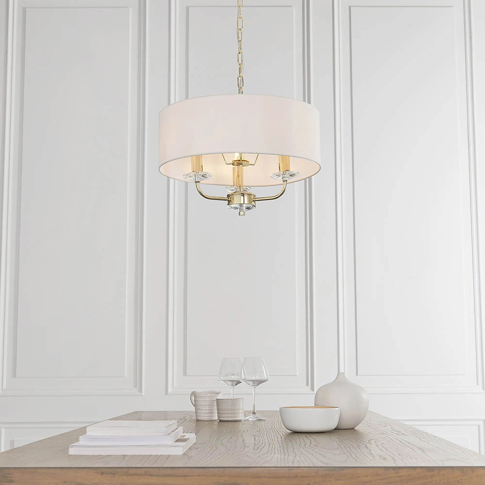 Lampadario a sospensione 3 luci ottone E14 Endon Nixon