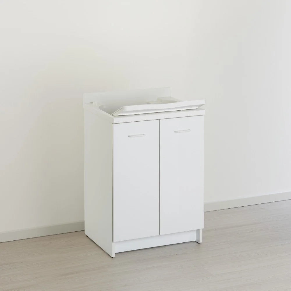 Mobile lavatoio 50x60 cm bianco con vasca in termoplastico e asse in termoplastico | Edilla