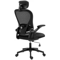 Sedia da Ufficio Ergonomica in Tessuto con Braccioli, Nero