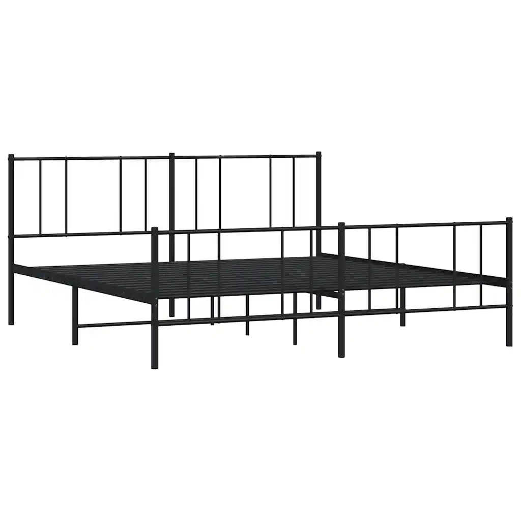 Giroletto con Testiera e Pediera Metallo Nero 183x213 cm 352503