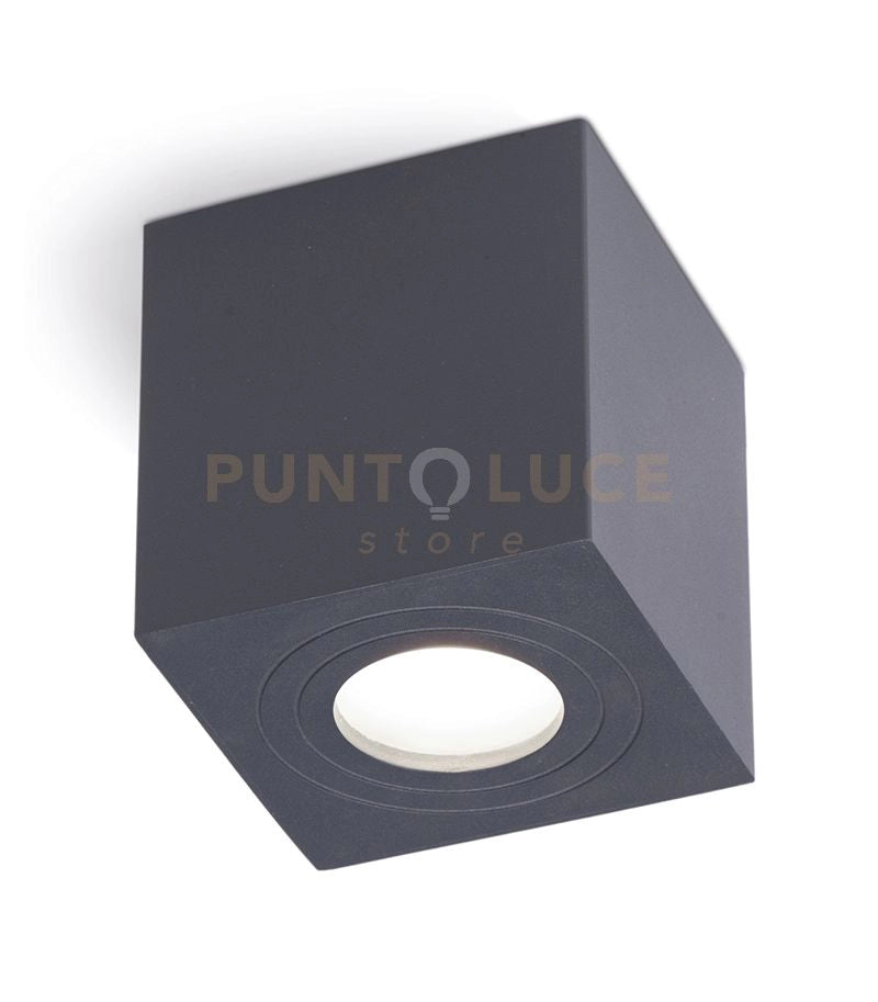 GES1071- PLAFONIERA ALLUMINIO GRIGIO ANTRACITE QUADRATA 1 LUCE ATTACCO GU10 9X9CM